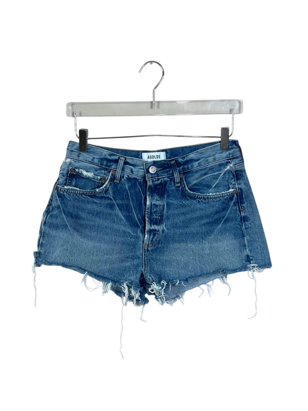 Agolde | Parker Vintage Cut Offs Medium Wash Blue Jean Distressed Denim Shorts